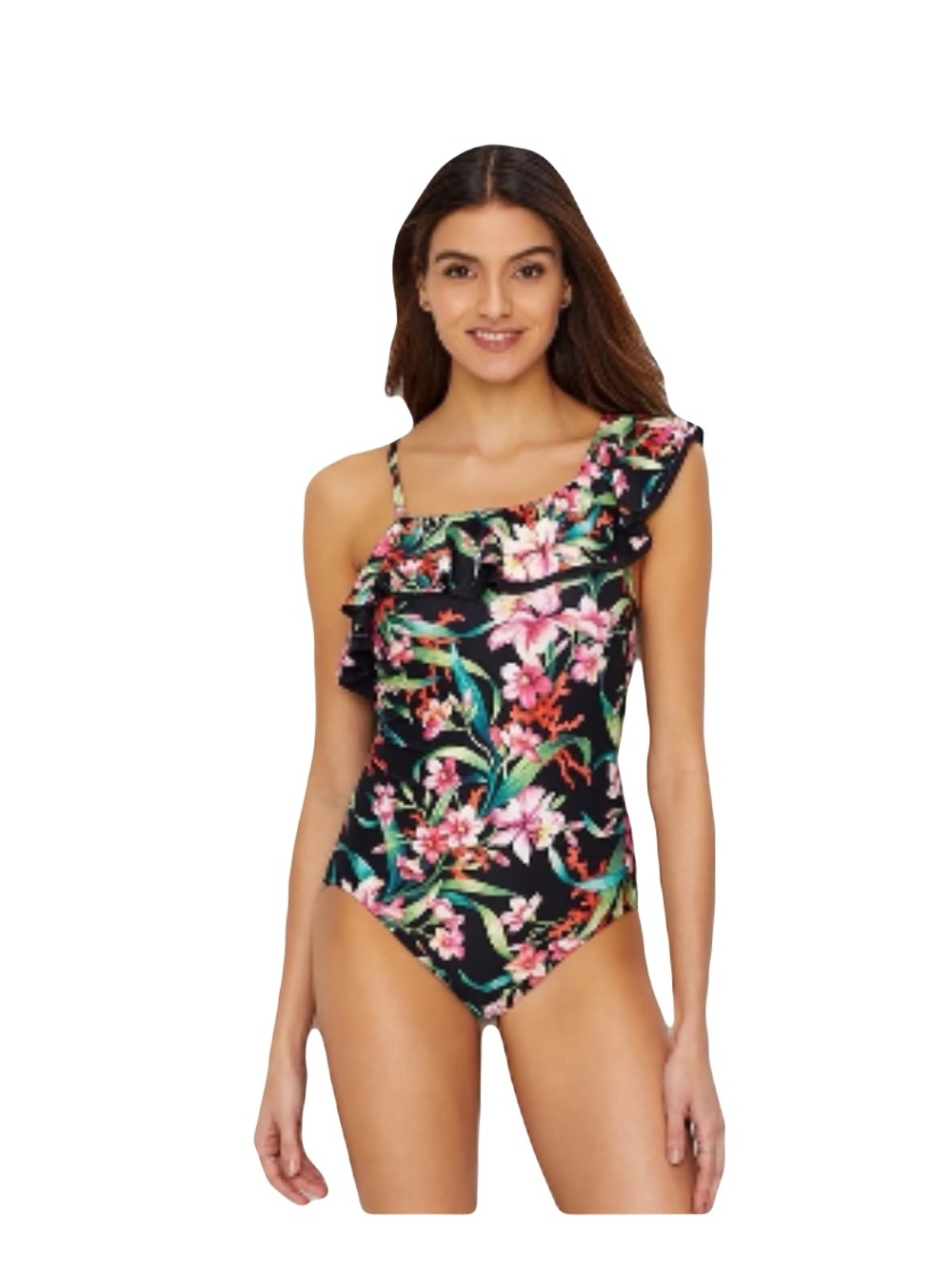 Carmen Marc Valvo multi garden‎ party one shoulder swimsuit 8